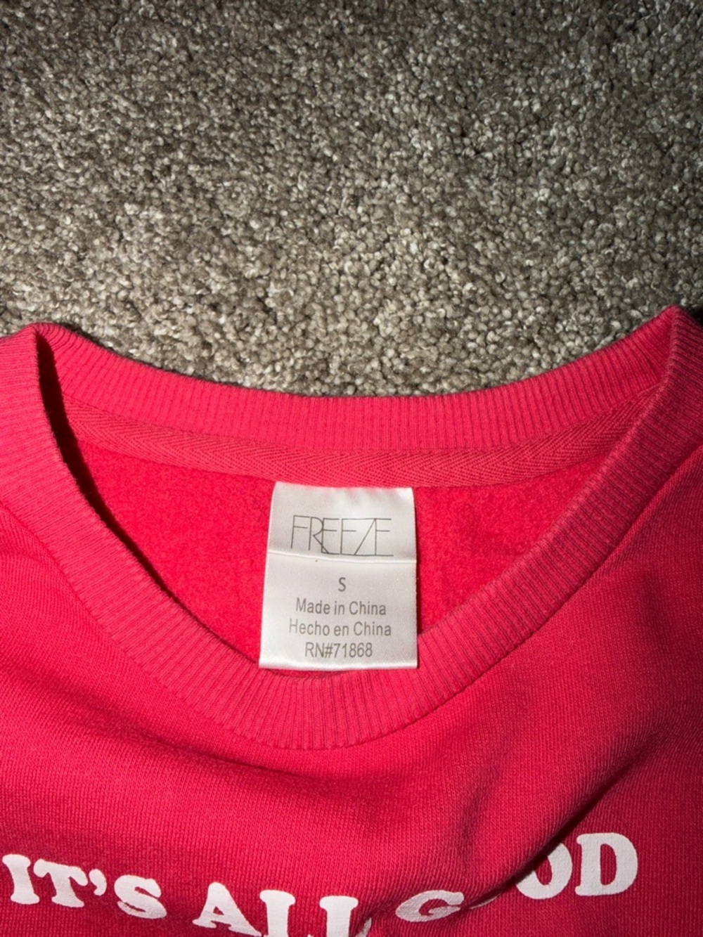 Freeze Cropped Sweatshirt "It's All Good" - Picture 2 of 3